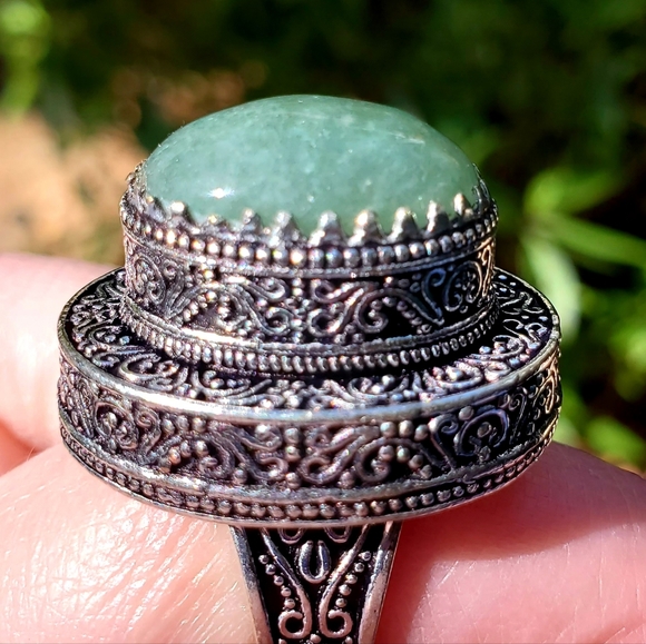 New Amazonite Antique Design 925 Silver Statement Ring. - Picture 7 of 13